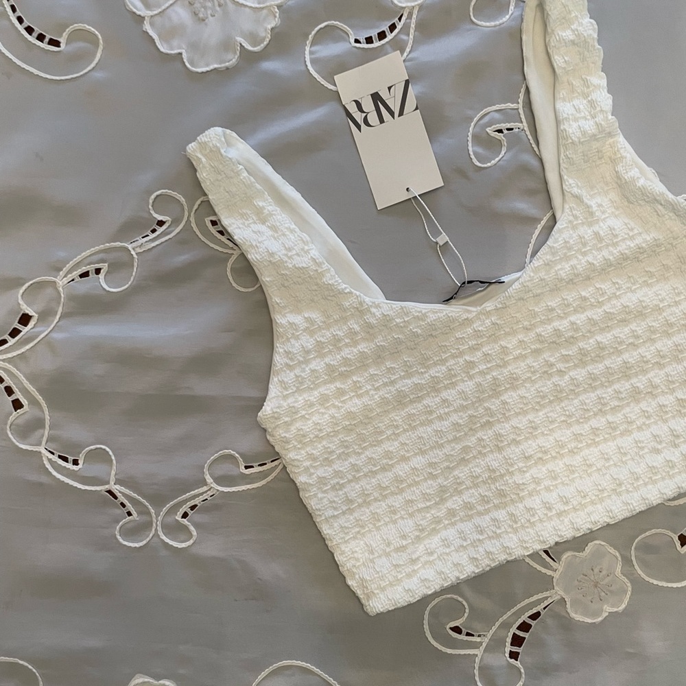 New Zara Textured Crop Top - Picture 8 of 13